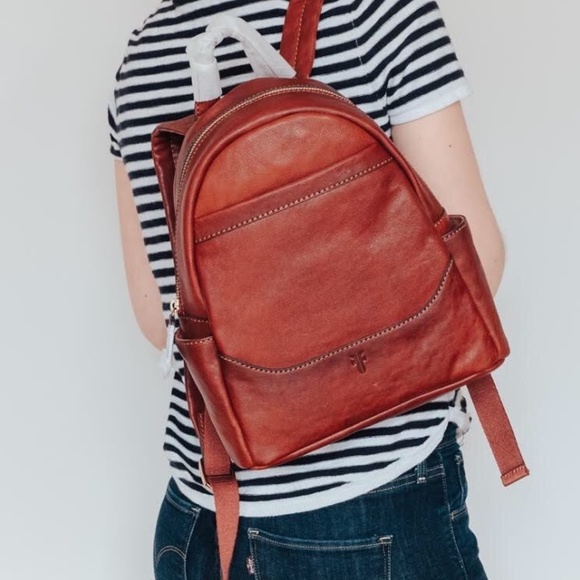 Frye Front Slit Cognac Brown Backpack Leather Bag - Picture 8 of 8